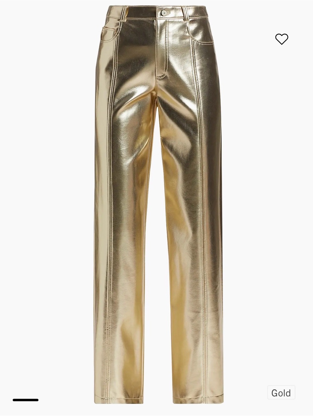 NWOT Cinq à Sept Francine Metallic Faux Leather Straight-Leg Pant, Gold, size 6